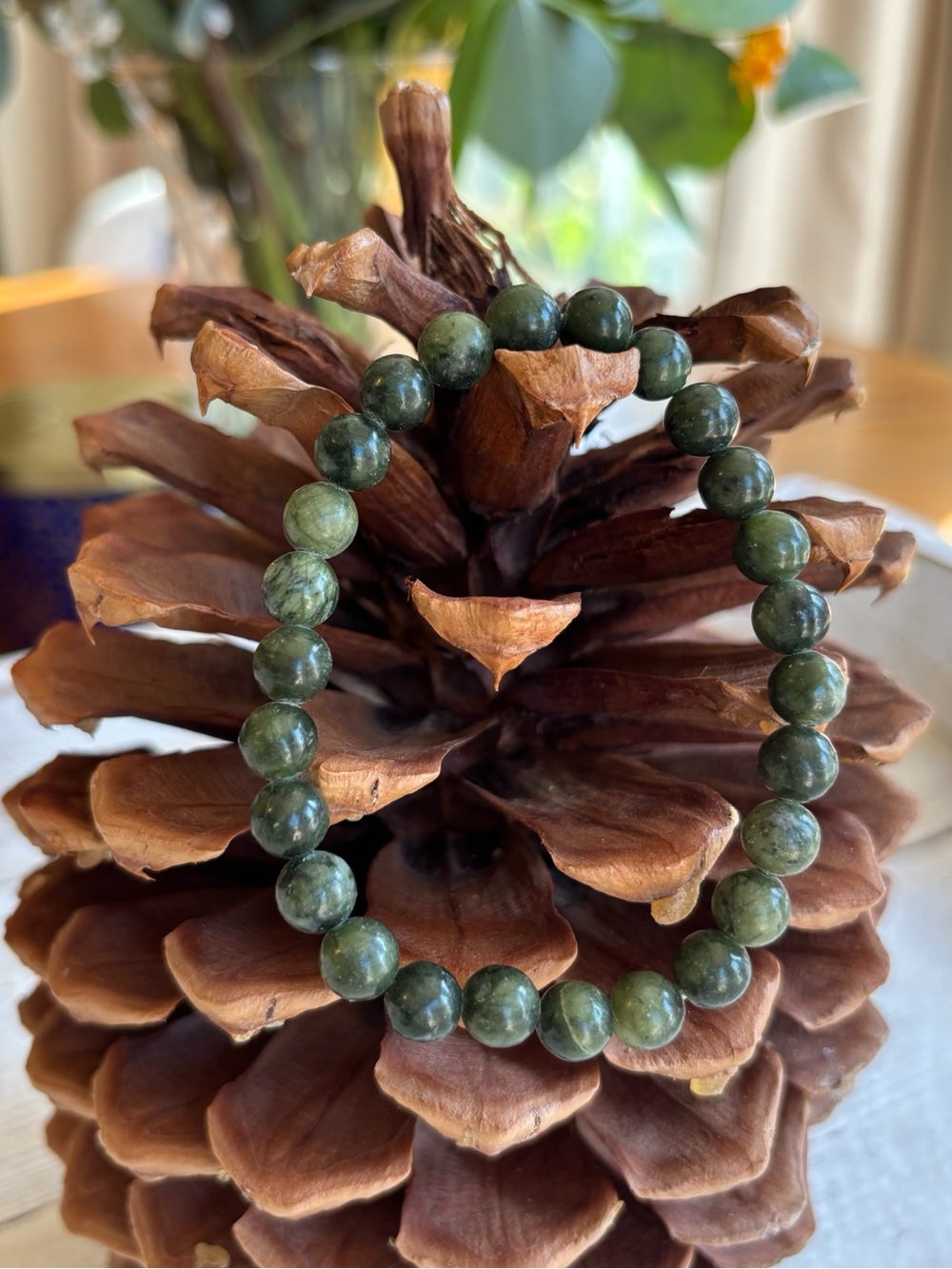 Natural Stone Handmade Moss Agate Healing Crystal Beaded Bracelet 8mm • New - Picture 4 of 4